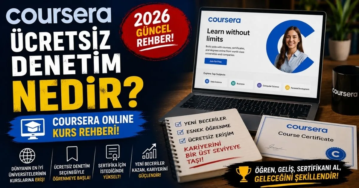 Coursera Ücretsiz Denetim Nedir? Coursera Online Kurs Rehberi (2026)