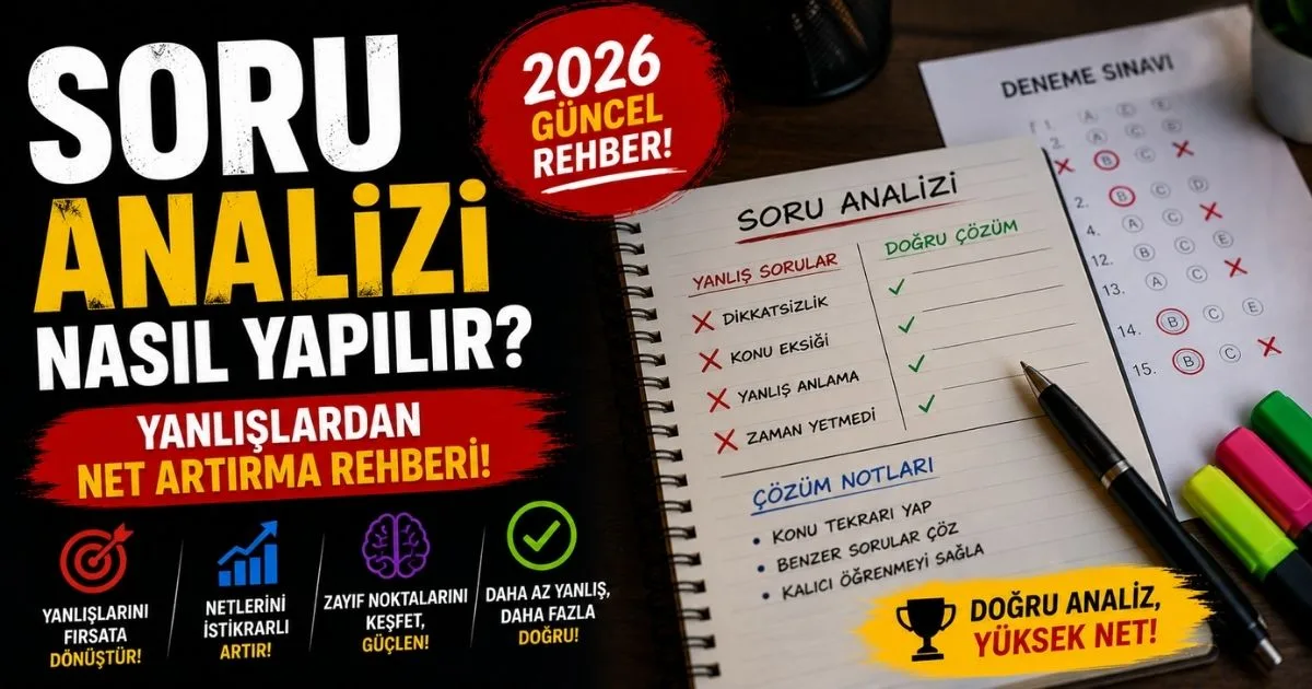 Soru Analizi Nasıl Yapılır? Yanlışlardan Net Artırma Rehberi (2026)