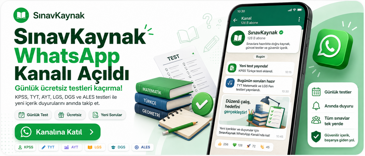 SınavKaynak WhatsApp Kanalı: Günlük Ücretsiz Testleri Kaçırma